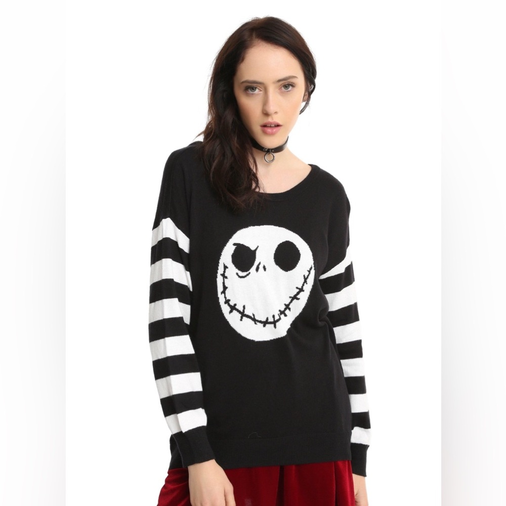 THE NIGHTMARE BEFORE CHRISTMAS Jack Skellington Striped Sleeve Sweater
